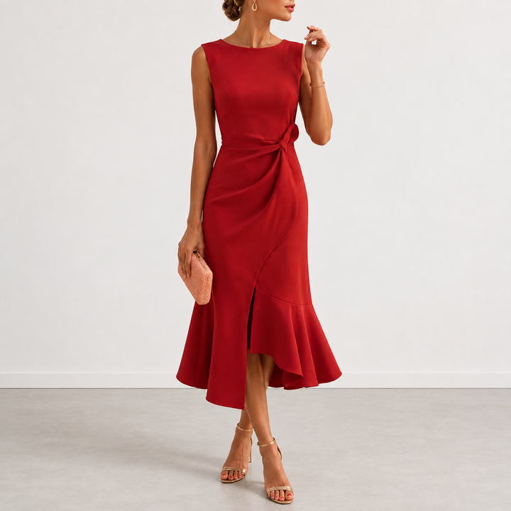 Fiorina Elegant Draped Midi Dress