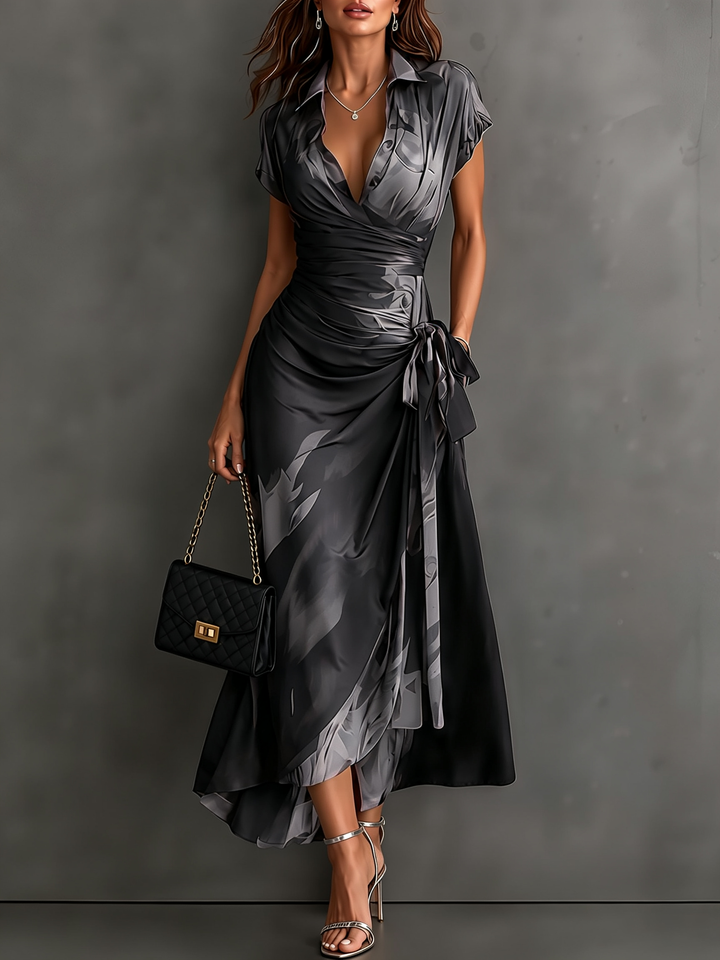 Mirella Midnight Rose Wrap Maxi Dress