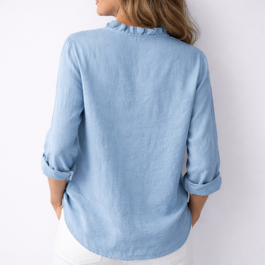 Luisa Elegant Ruffled Linen Blend Shirt