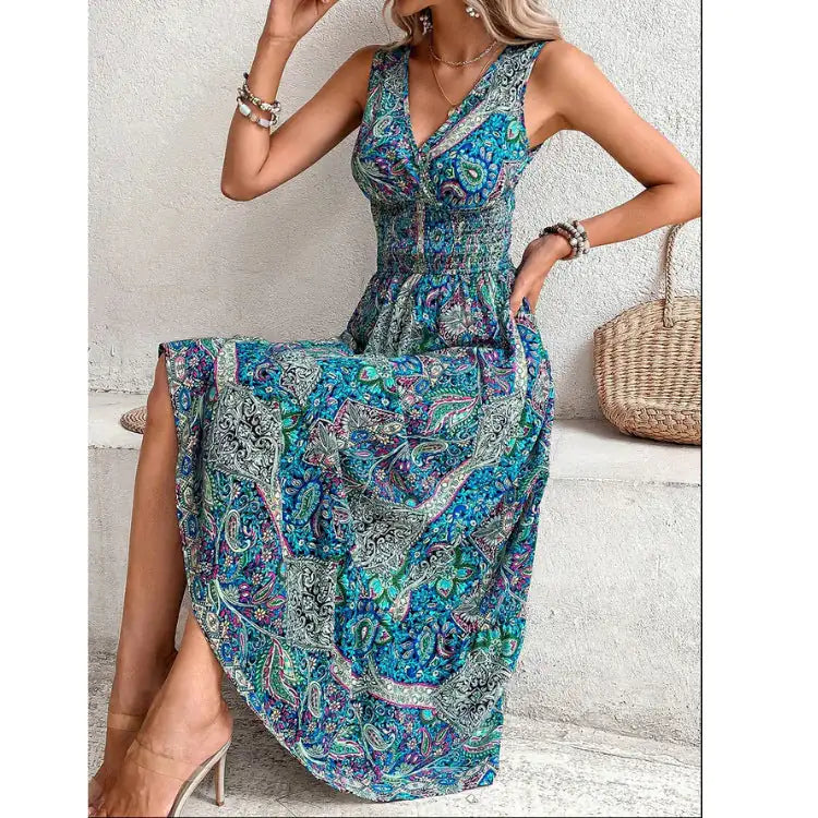 AMANDA™ ABSTRACT A-LINE SKIRT SUMMER DRESS