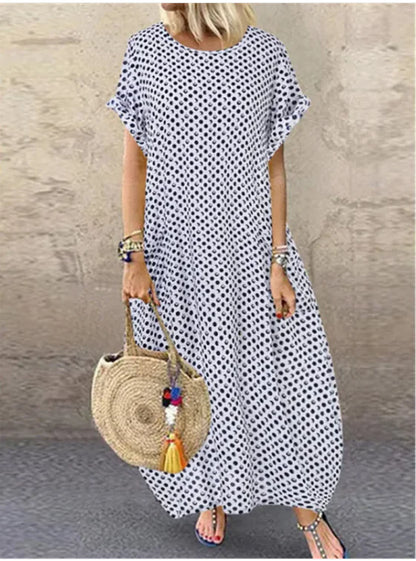 AKIRA™ RETRO POLKA DOT BREEZE LONG DRESS