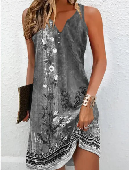 PAULINA™ BOHEMIAN PRINTED V-NECK DRESS