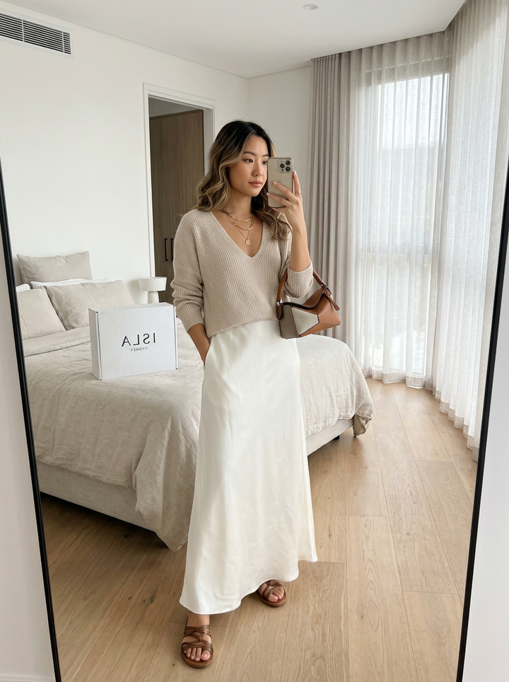 Isolde Knit &amp; Satin Ensemble