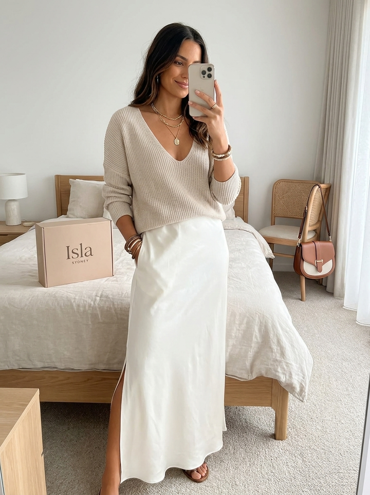 Isolde Knit &amp; Satin Ensemble