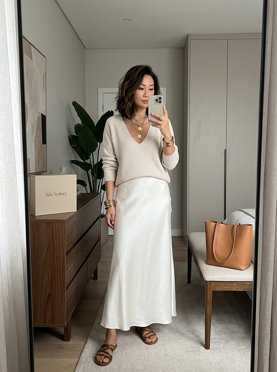 Isolde Knit &amp; Satin Ensemble