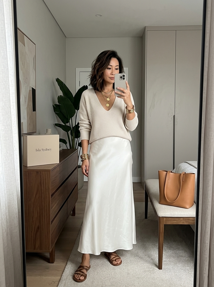 Isolde Knit &amp; Satin Ensemble