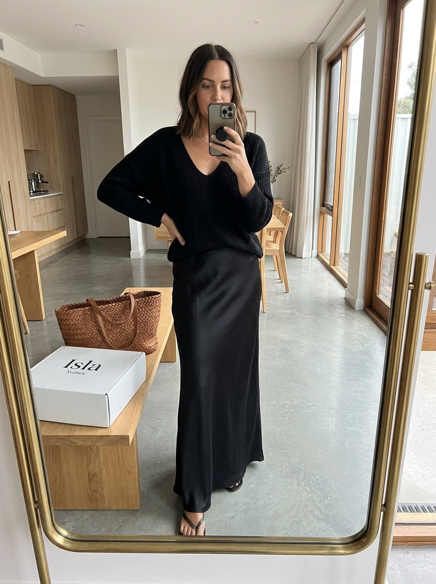 Isolde Knit &amp; Satin Ensemble