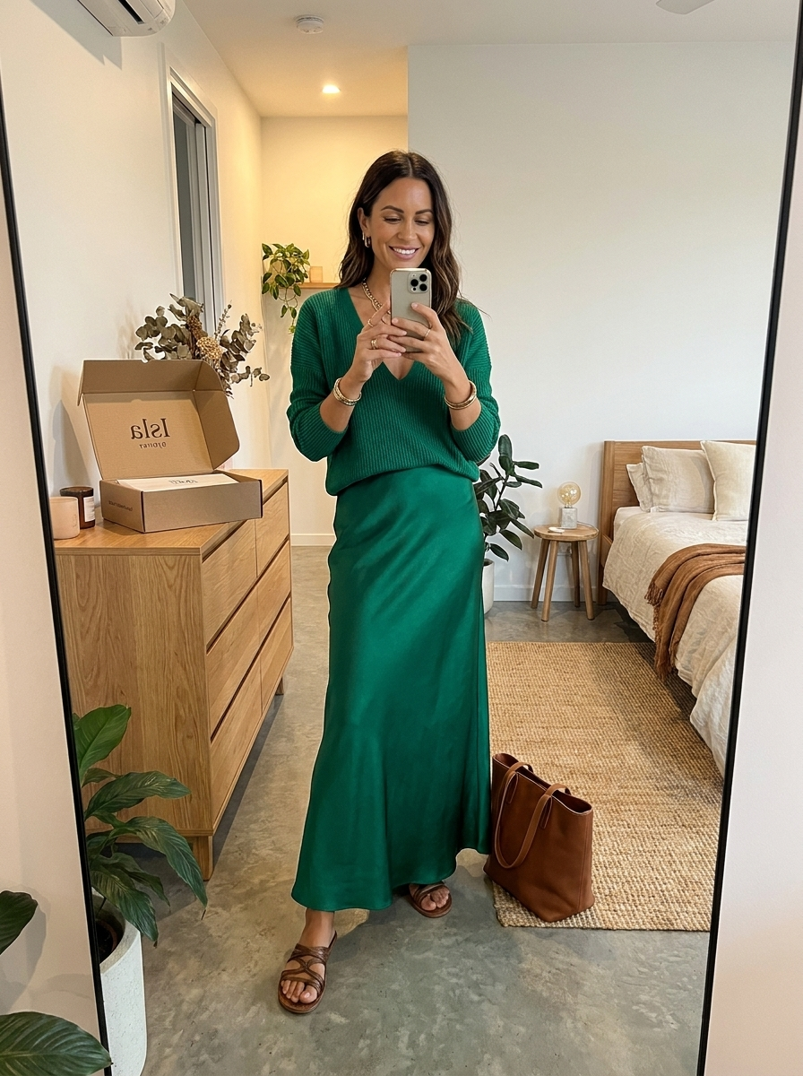 Isolde Knit &amp; Satin Ensemble