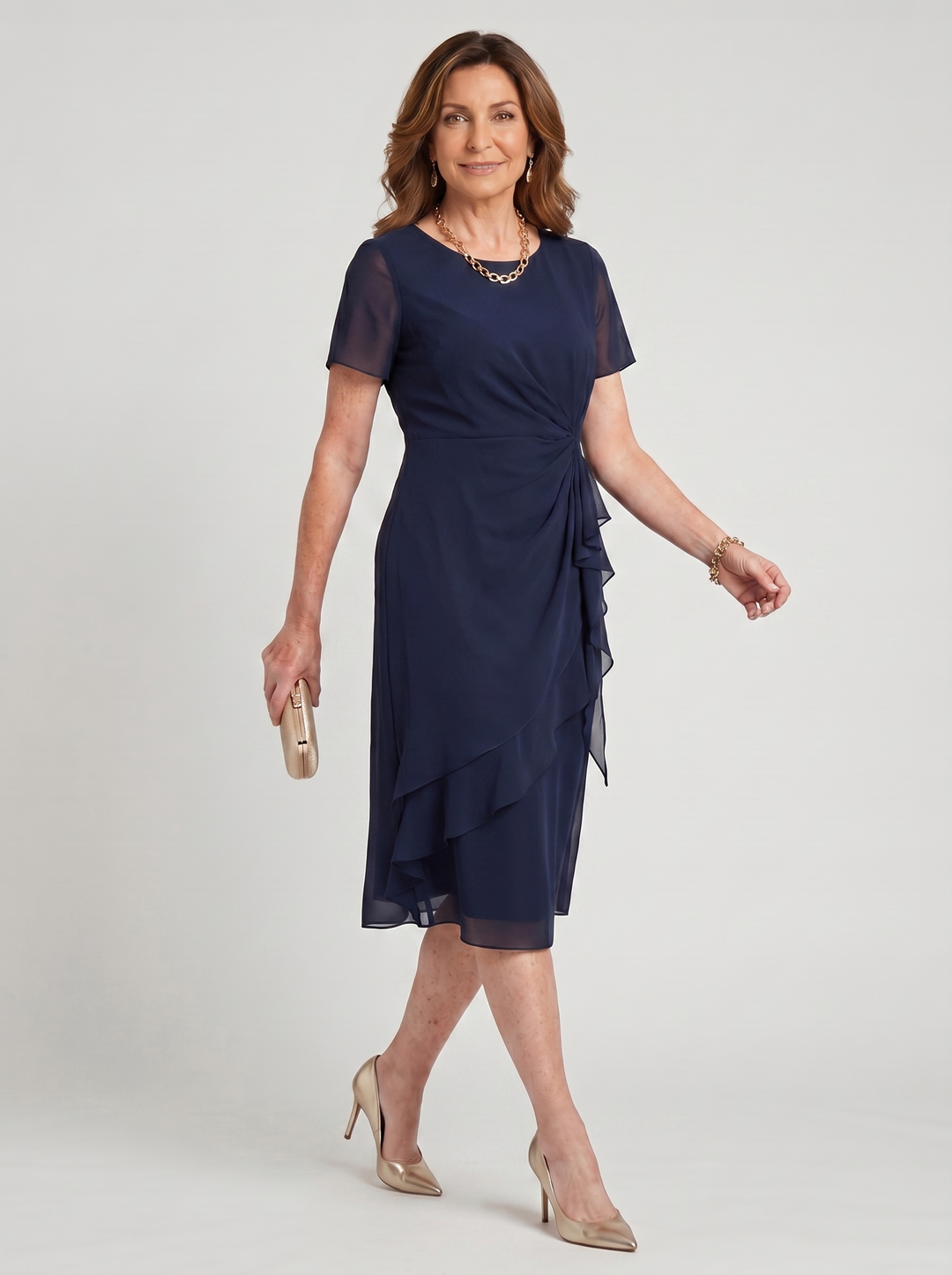 Blake Elegant Chiffon Draped Dress