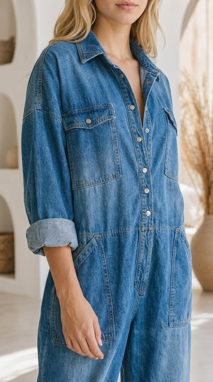 Johanna Relaxed Denim Jumpsuit