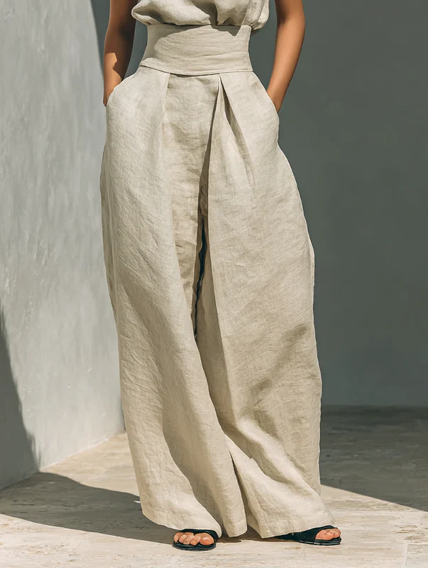 Evanna High-Neck Cotton Trouser Set