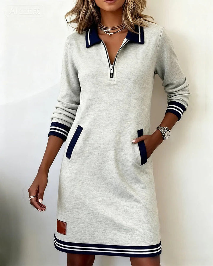 Saylor Zip Collar Sweatshirt Dress