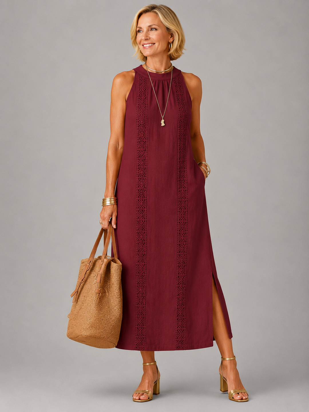 Emberly Relaxed Embroidered Midi Dress