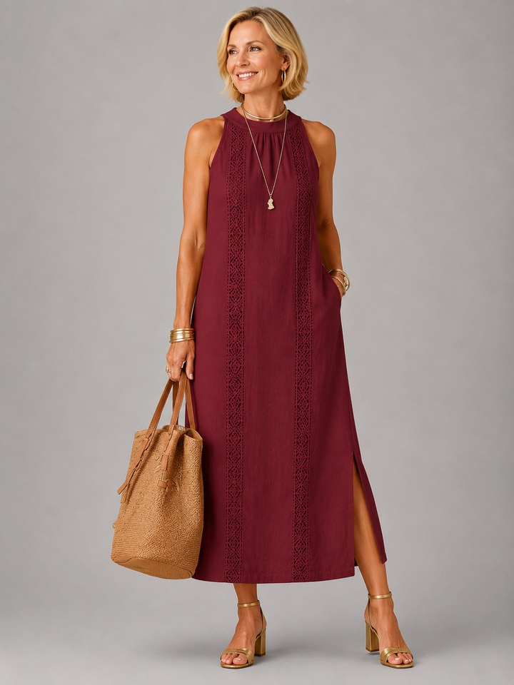 Emberly Relaxed Embroidered Midi Dress