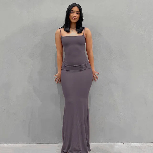 CHARLOTTE™ SATIN SLIP BACKLESS MAXI DRESS