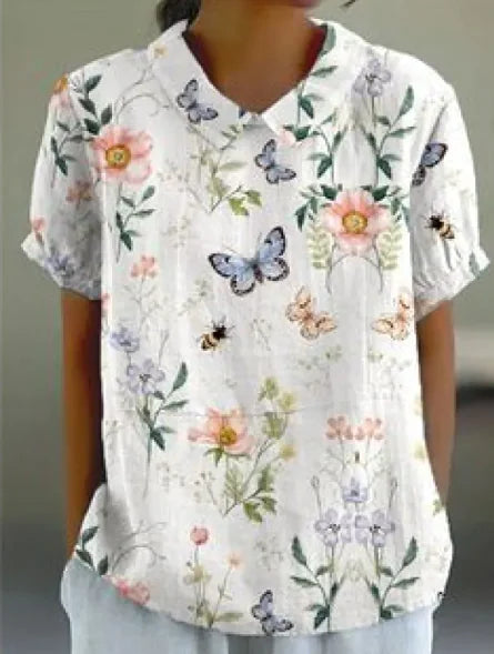 AMARA™ CASUAL RETRO FLORAL SHORT SLEEVE SHIRT