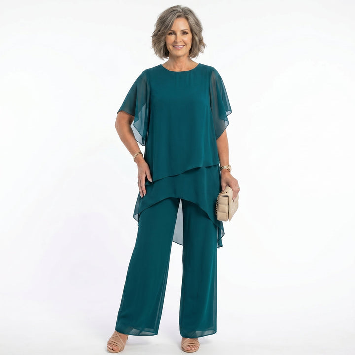 Arabella Tiered Tunic &amp; Wide-Leg Trouser Set