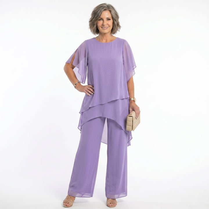 Arabella Tiered Tunic &amp; Wide-Leg Trouser Set