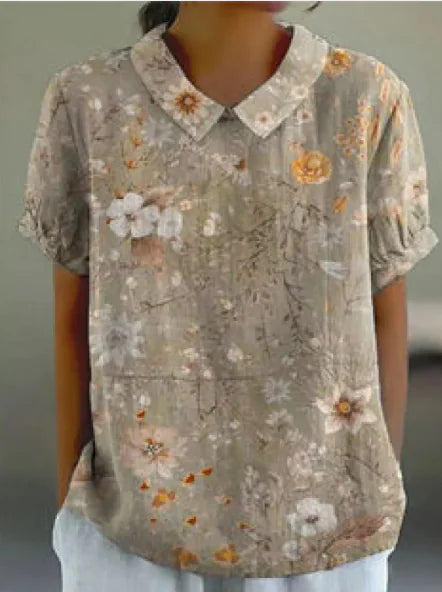 AMARA™ CASUAL RETRO FLORAL SHORT SLEEVE SHIRT