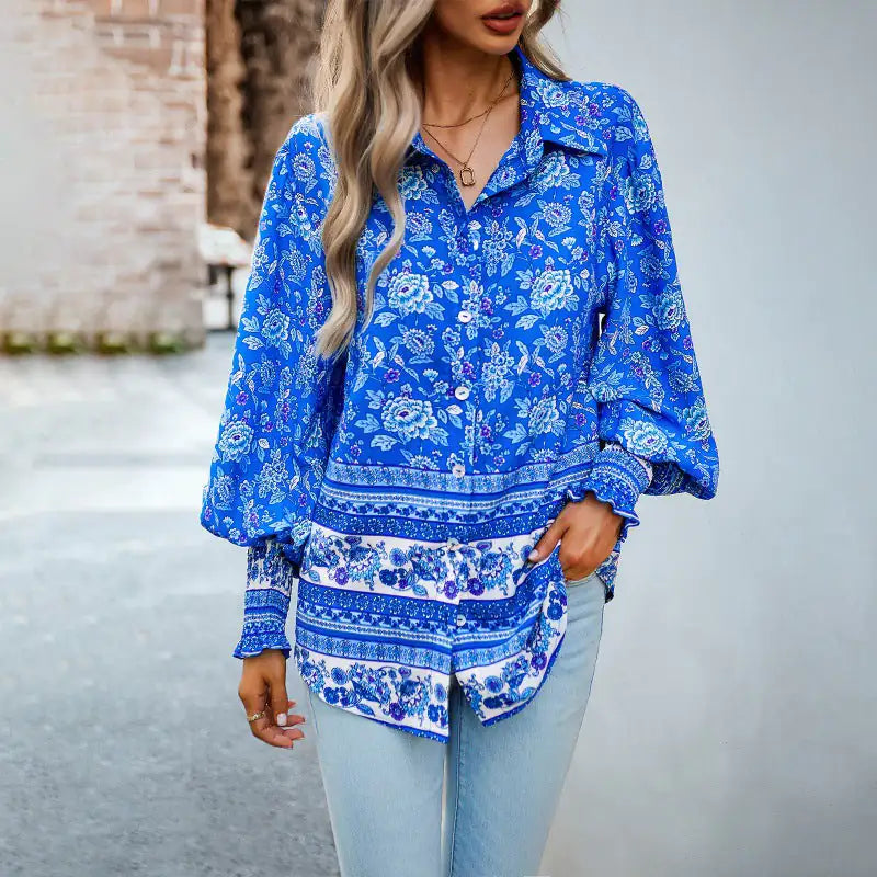 ALIANA™ FLORAL PRINTED LONG SLEEVE SHIRT