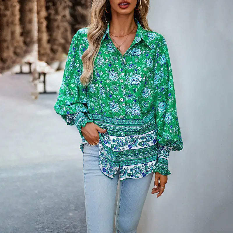 ALIANA™ FLORAL PRINTED LONG SLEEVE SHIRT