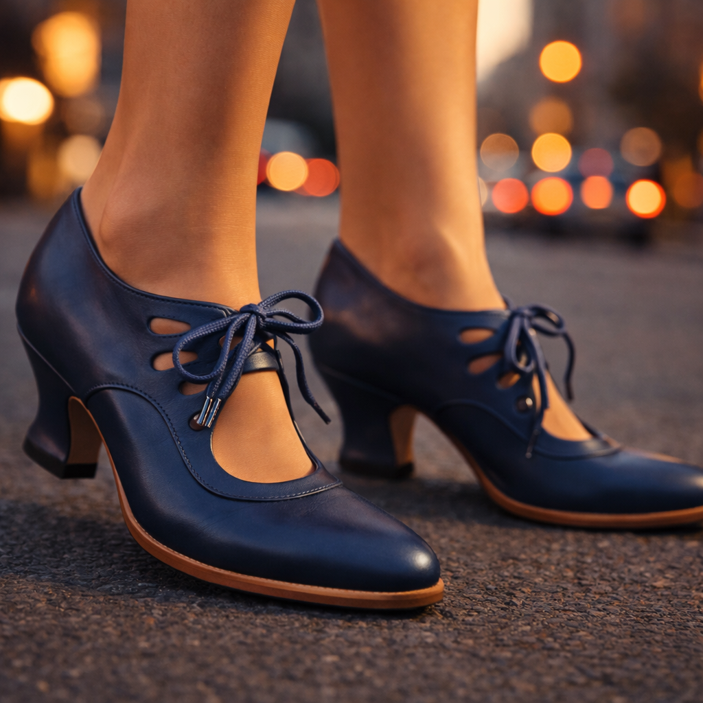 Talia Elegant Leather Lace Heels