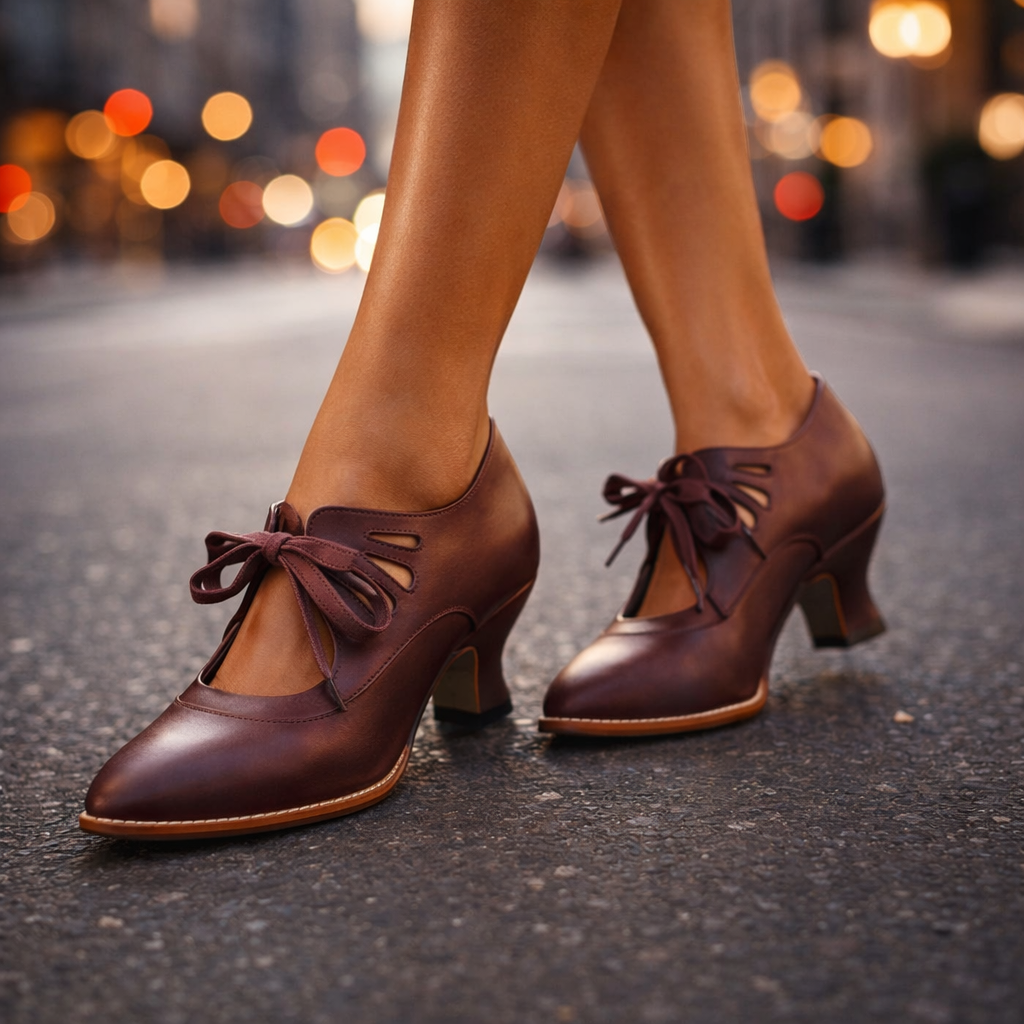 Talia Elegant Leather Lace Heels