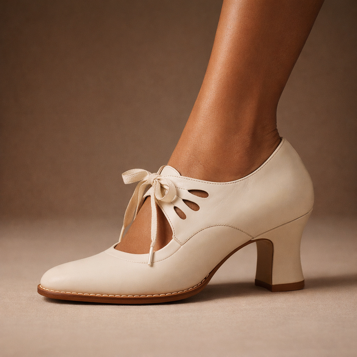 Talia Elegant Leather Lace Heels