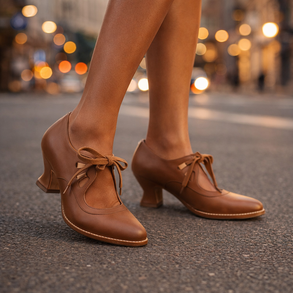 Talia Elegant Leather Lace Heels